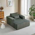 62.5 Inch Corduroy Sponge Sofa Lounge Chair With Removable Footrest,No Assembly Required,Fluffy Modern Sleeper Chair For Indoor Living Room Bedroom Army Green Foam Corduroy 1 Seat