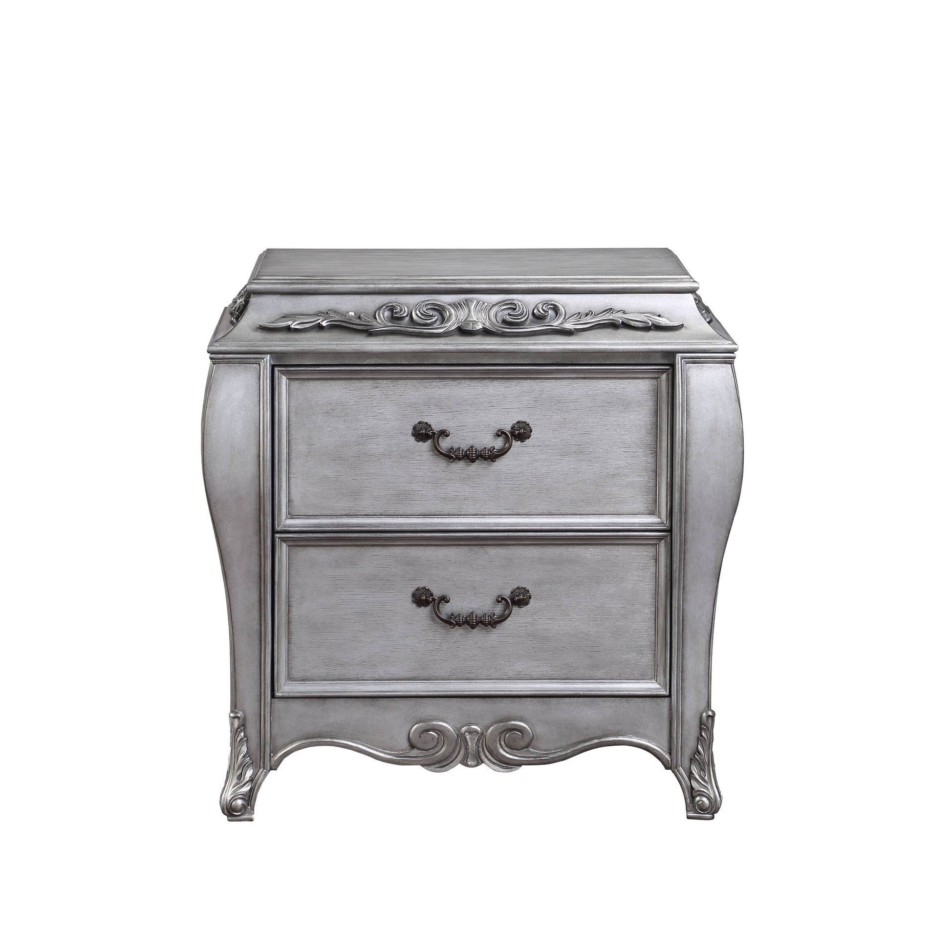 Leonora Nightstand, Vintage Platinum 22143 Silver Wood