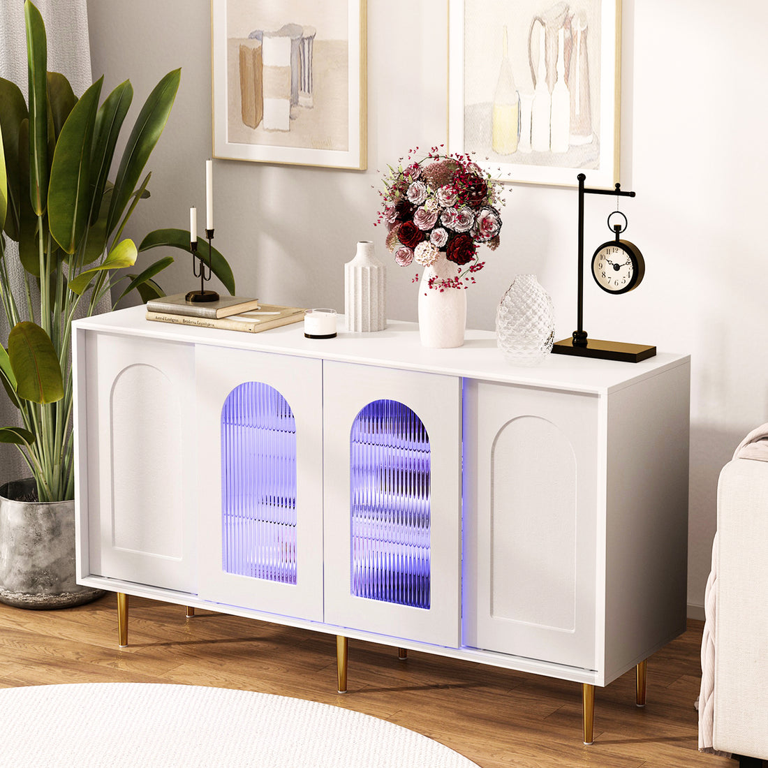 Dresser Drawer Cabinet,Bar Cabinet,Lockers,Sideboard,Buffet Sideboard,Buffet Service Desk,Storagecabinet,Changhong Glass Sliding Door, For Bedroom, Living Room, Kitchen Corridor, Color: White 5 Or More Spaces Barn Door White Primary Living Space Glass