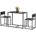 Homcom 3 Piece Industrial Dining Table Set For 2, Kitchen Table And Chairs, Dining Room Sets For Small Spaces, Black Black Mdf
