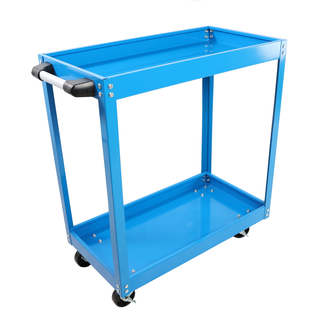 Tool Cart On Wheels, Heavy Duty Steel Utility Cart W Lockable Wheels, 400 Lbs Capacity Industrial Service Cart For Garage, Warehouse, Workshop Two Layer Bright Blue Blue Abs Steel Q235