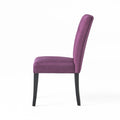 Dining Chair Set Of 2 Dark Purple Wood Waterproof Fabric