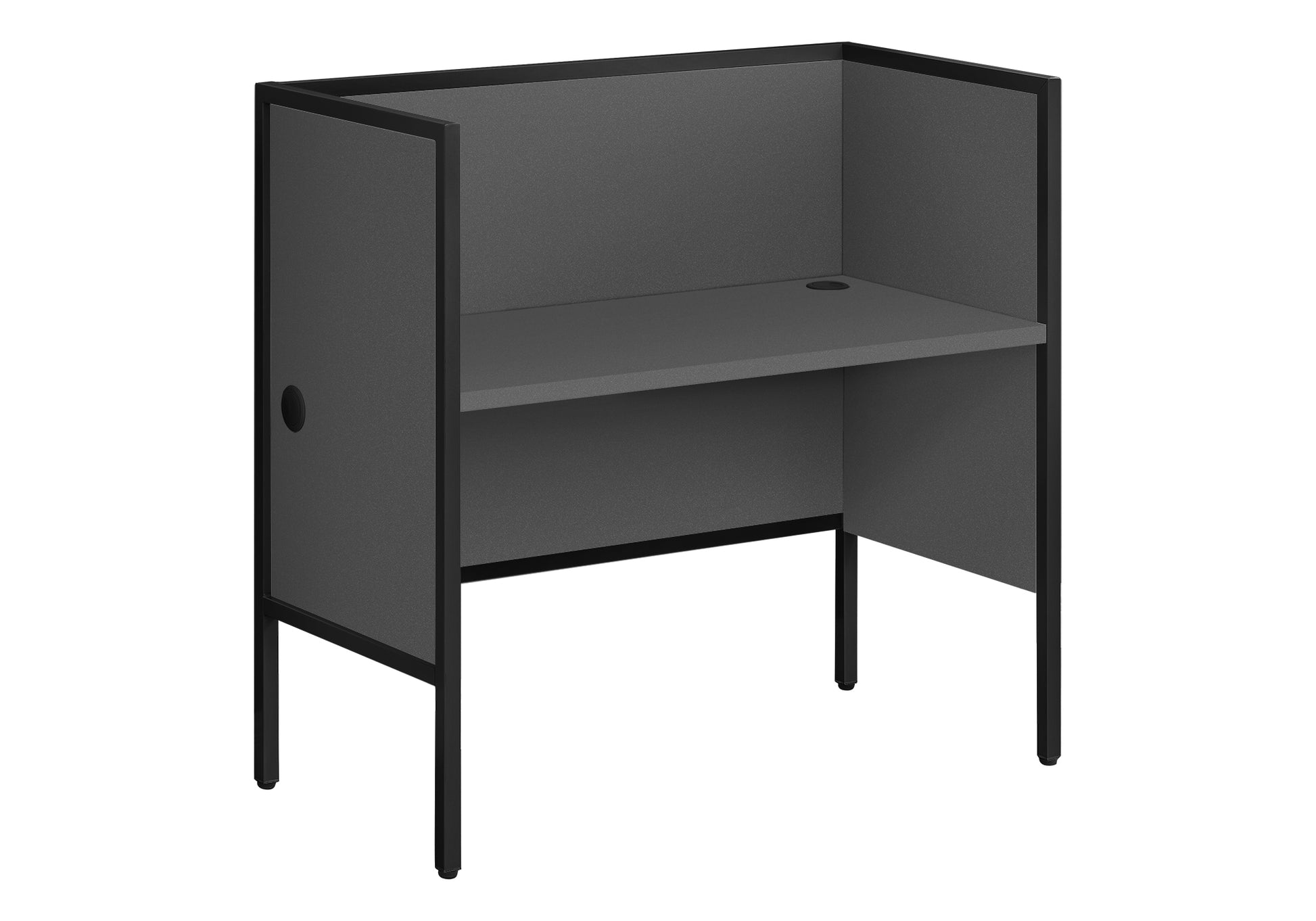 Office Cubicle, 48"L, Desk, Work, Commercial Grade, Grey Laminate, Black Metal, Contemporary, Modern Grey Particle Board