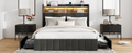 Queen Bed Frame With Storage Headboard, Wooden Bed Frame With 47.2