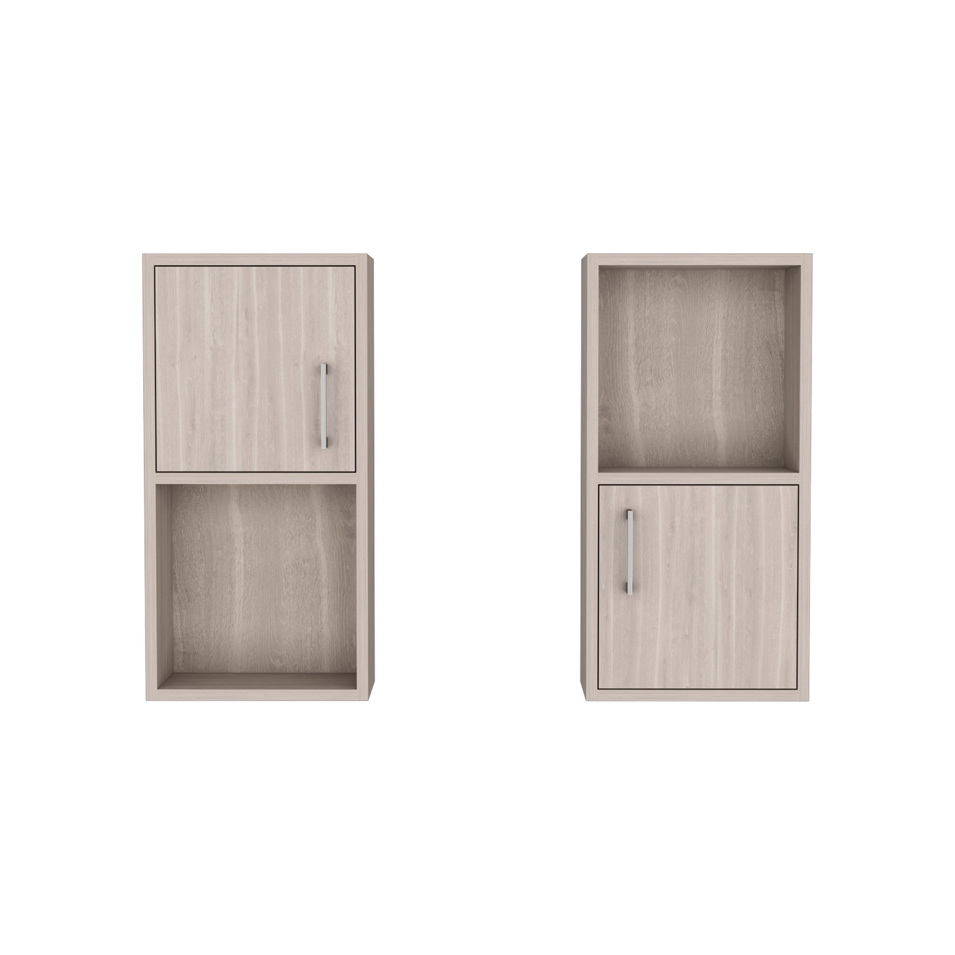 Oba 2 Pc Wall Mounted Bathroom Medicine Cabinet With Open And Closed Storage Beige Bathroom Freestanding Modern Particle Board Engineered Wood