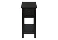 Accent Table, 2 Tier, End, Lamp, Nightstand, Side Table, Narrow, Small, Storage Drawer, Bedroom, Black Veneer, Transitional Black Mdf