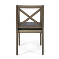 Perla Dining Chair,2Pcs With 2 Cushions Dark Grey Acacia Wood