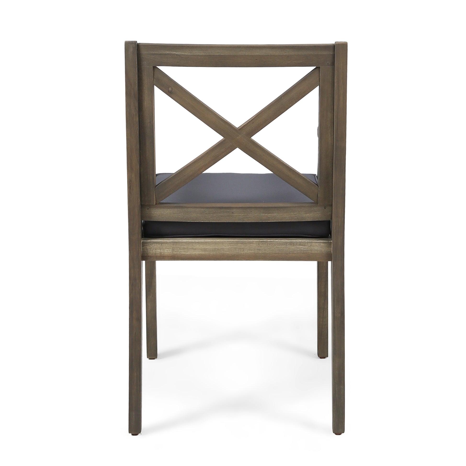 Perla Dining Chair,2Pcs With 2 Cushions Dark Grey Acacia Wood