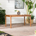 Contemporary Slat Top Acacia Wood Outdoor Dining