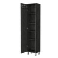 Lawen Tall Storage Cabinet, Single Door, 3 Broom Hangers Smoke Contemporary Particle Board Engineered Wood