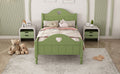 Girl'S Beautiful Princess Bed Macaron Twin Size Toddler Bed With Side Safety Rails And Headboard And Footboard, Oliver Green Olive Green Solid Wood Mdf