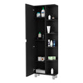 Urano Mirror Linen Cabinet, Four Interior Shelves, Five External Shelves Black Black 1 5 Bathroom Freestanding Modern Particle Board Particle Board