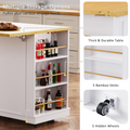 K&K 53Inch Large Kitchen Island With Drop Leaf, Power Outlet, Door Internal Storage Rack, Rolling Kitchen Cart On 5 Wheels With 5 Open Side Racks For Kitchen, Dining Room,White Not Include Bar