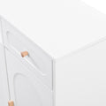 Elegant Shoe Cabinet With Arched Doors And Drawer, Cream Style Storage Sideboard With Adjustable Shelves And Solid Wood Legs For Entryway, Living Room, White Freestanding 1 2 Drawers White Primary Living Space Adjustable Shelves Particle Board Mdf