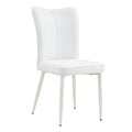 Modern Minimalist Dining Chair, White Pu Leather Curved Back And Seat Cushion, White Metal Chair Legs, Suitable For Dining Room, Bedroom, Living Room. A Set Of 2 Chairs. 008 White Pu