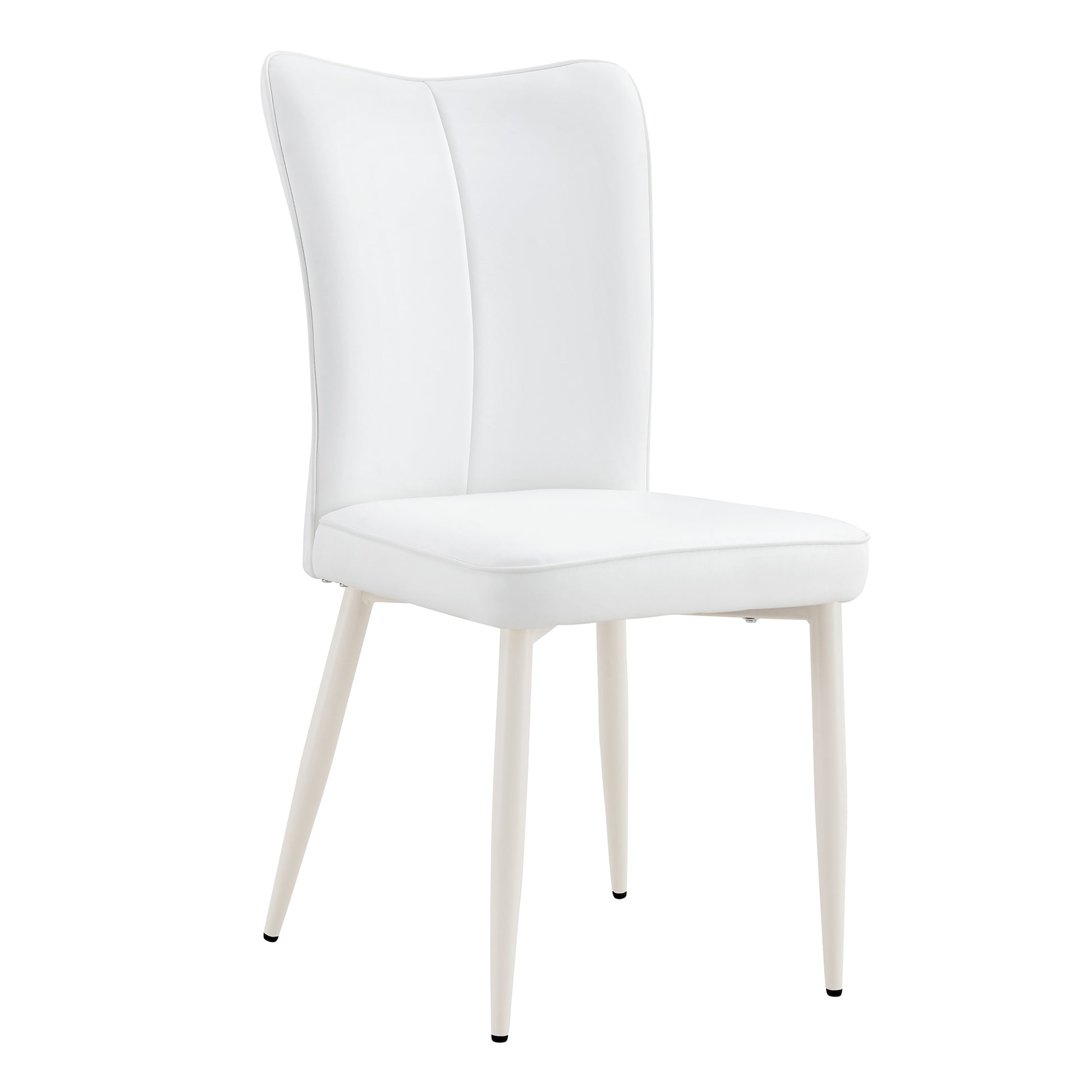 Modern Minimalist Dining Chair, White Pu Leather Curved Back And Seat Cushion, White Metal Chair Legs, Suitable For Dining Room, Bedroom, Living Room. A Set Of 2 Chairs. 008 White Pu