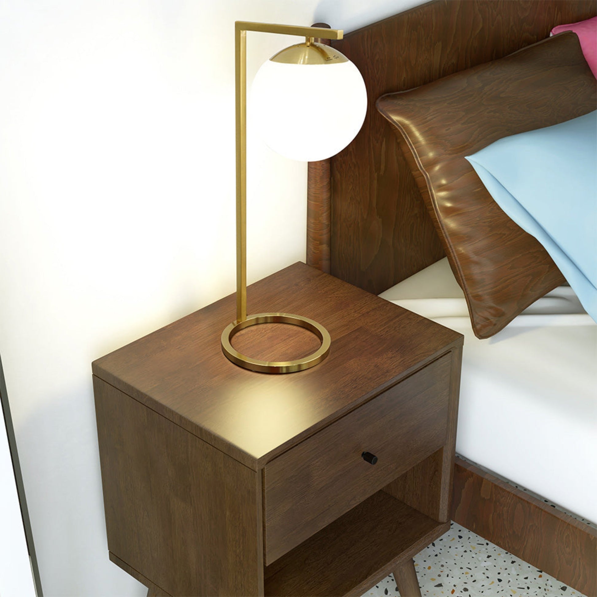 Velvet Globe Table Lamp White Opal Glass With Dimmer Switch Inline Gold,White Table&Floor Lamps Brass,Glass