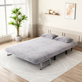 Velvet Light Gray 55 Convertible Chair Bed, Tri Fold Sofa Bed With Adjustable Backrest & Pillow, Leisure Chaise Lounge Couch With Sturdy Steel Frame For Home & Office, Comfortable Sleeper Chair Light Gray Velvet Metal Primary Living Space Medium Firm