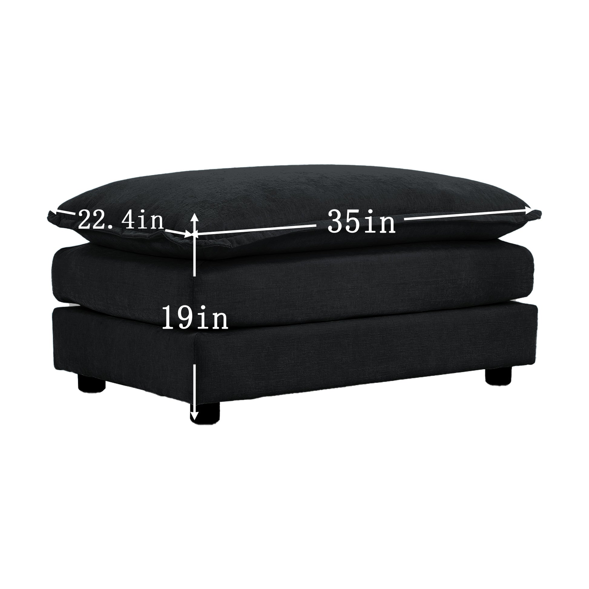Free Combination Comfy Upholstery Modular Oversized L Shaped Sectional Sofa With Reversible Ottoman, Black Chenille Black Chenille 3 Seat