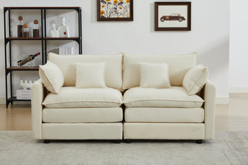 Modular Sectional Sofa, 2 Seater Sofa, Modern L Shaped Sofa For Living Room Bedroom Apartment White Chenille 2 Seat