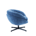 Chenille Upholstered 360 Swivel Club Chair Accent Chair With Removable Cushion, Round Office Chair With Black Metal Base, Cotton Material, Living Room, Bedroom, Reading Corner, Office Navy Blue