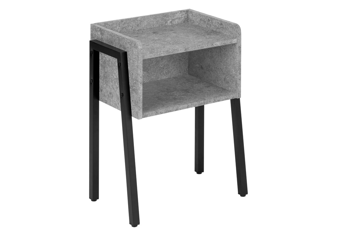 Accent Table, Side, End, Nightstand, Lamp, Living Room, Bedroom, Grey Laminate, Black Metal, Contemporary, Modern Grey Metal