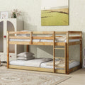 Solid Woodensolid Rubber Wooden Twin Over Twin Loft Bed With Ladder ,Upper And Bottom Bed Platforms Crafted With Strengthened Slats ,Natural Twin Natural Rubber Wood