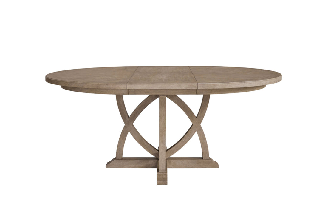 Round Dining Expandable Dining Table Sand Solid Wood Mdf