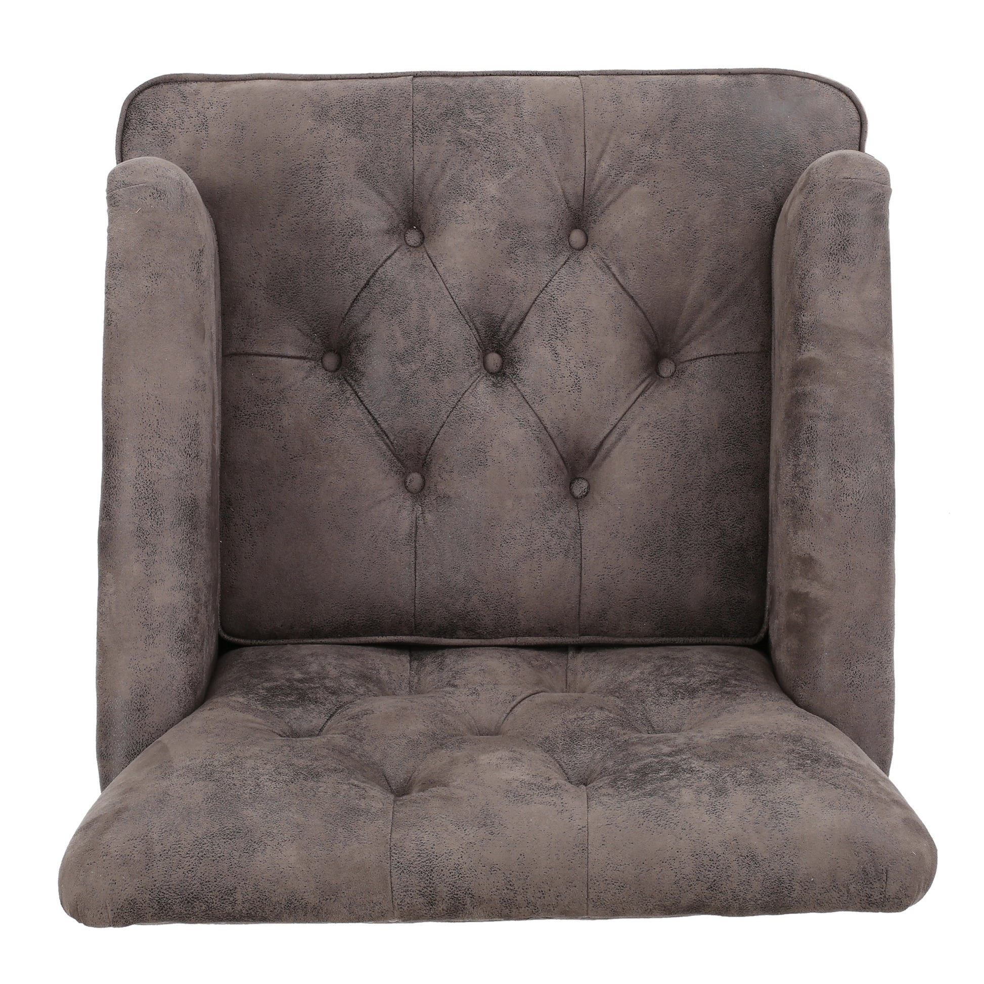 Harrison Tufted Club Chair Grey Brown Microfiber 1 Seat