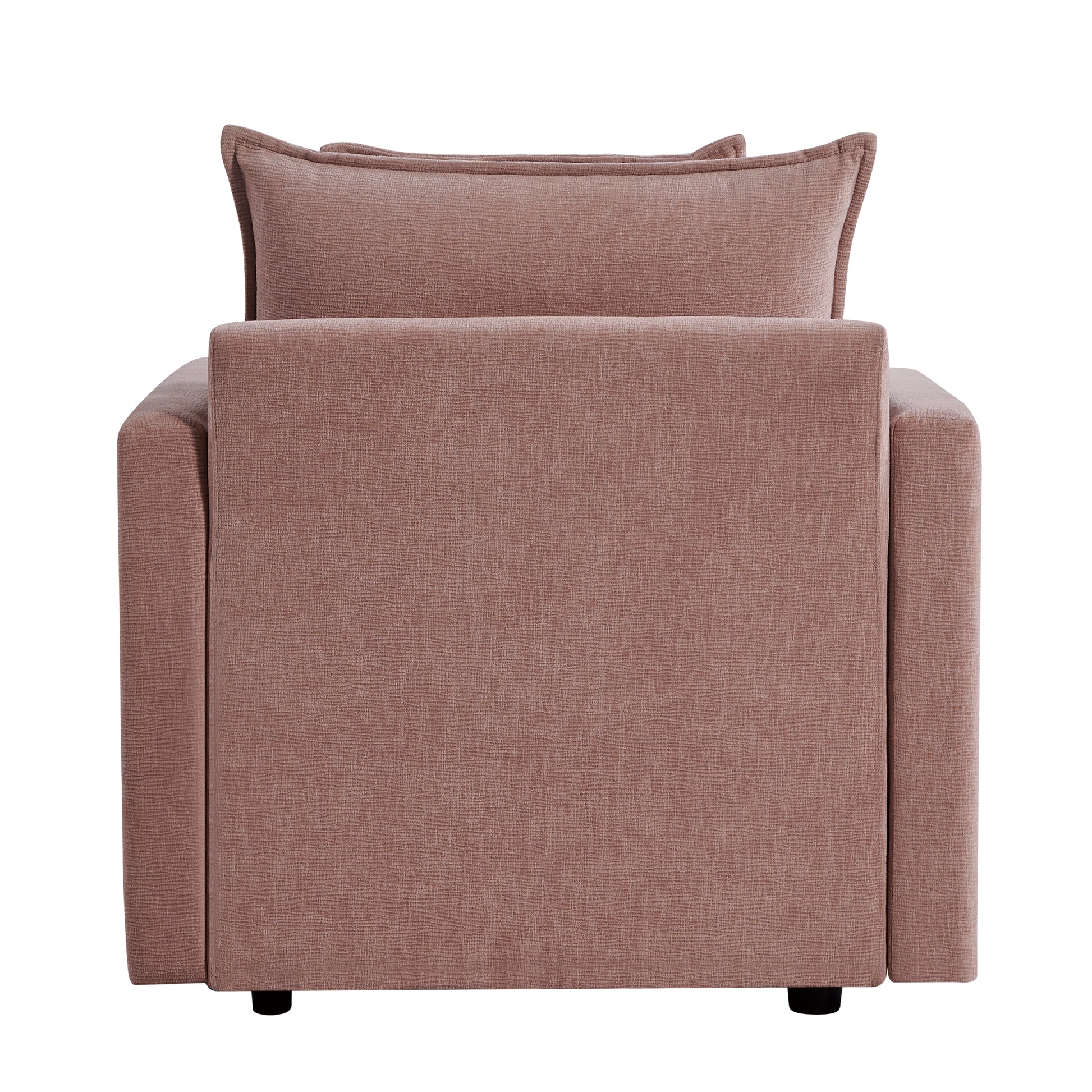 Chenille Fabric Comfy Deep Single Seat Sofa Upholstered Reading Armchair Living Room Pink Wood Foam Chenille 1 Seat