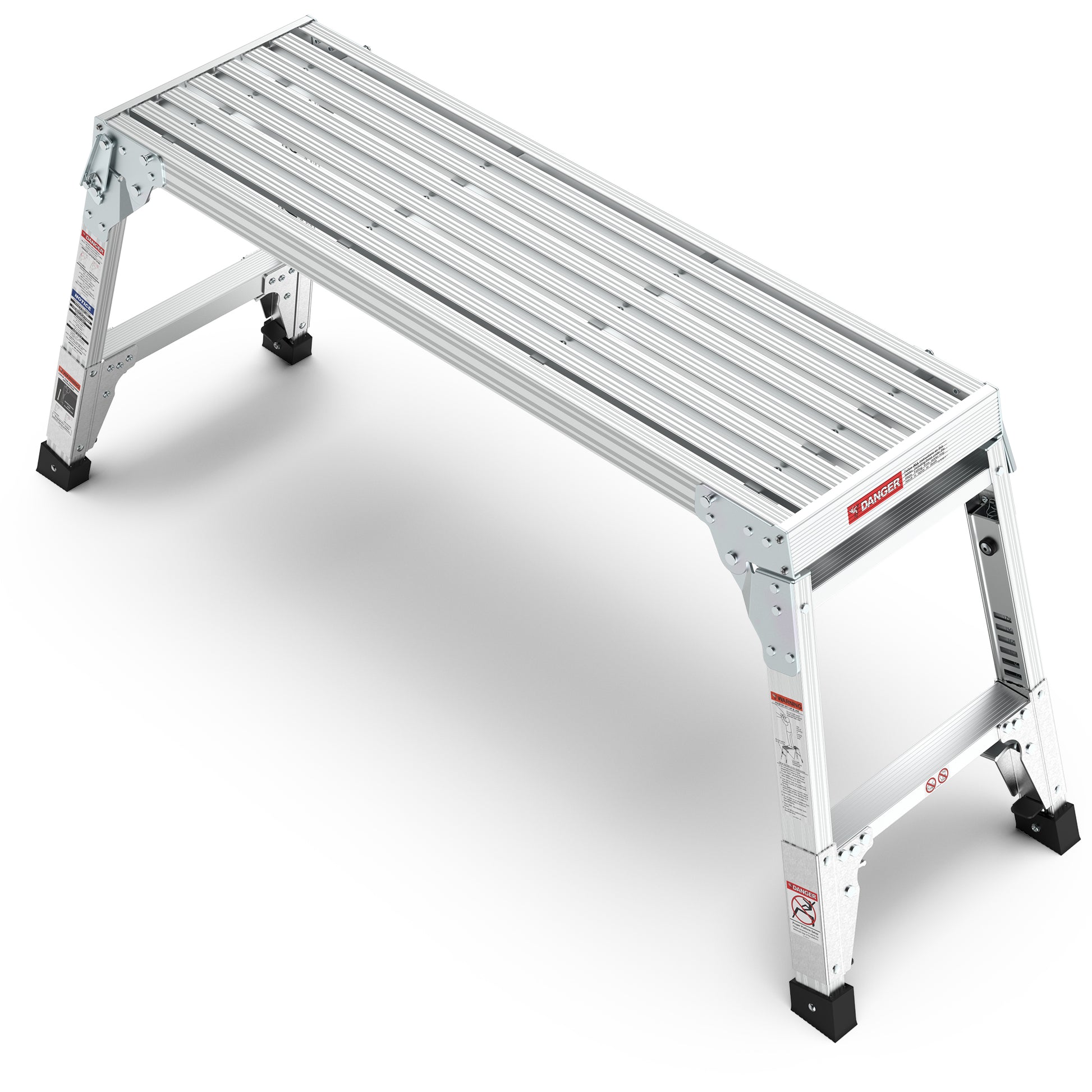 Aluminum Work Platform Large Size Step Stool Folding Portable Work Bench 40" Width Telescopic Feet 22" 27.5" Height Adjustable Grey Aluminium Alloy