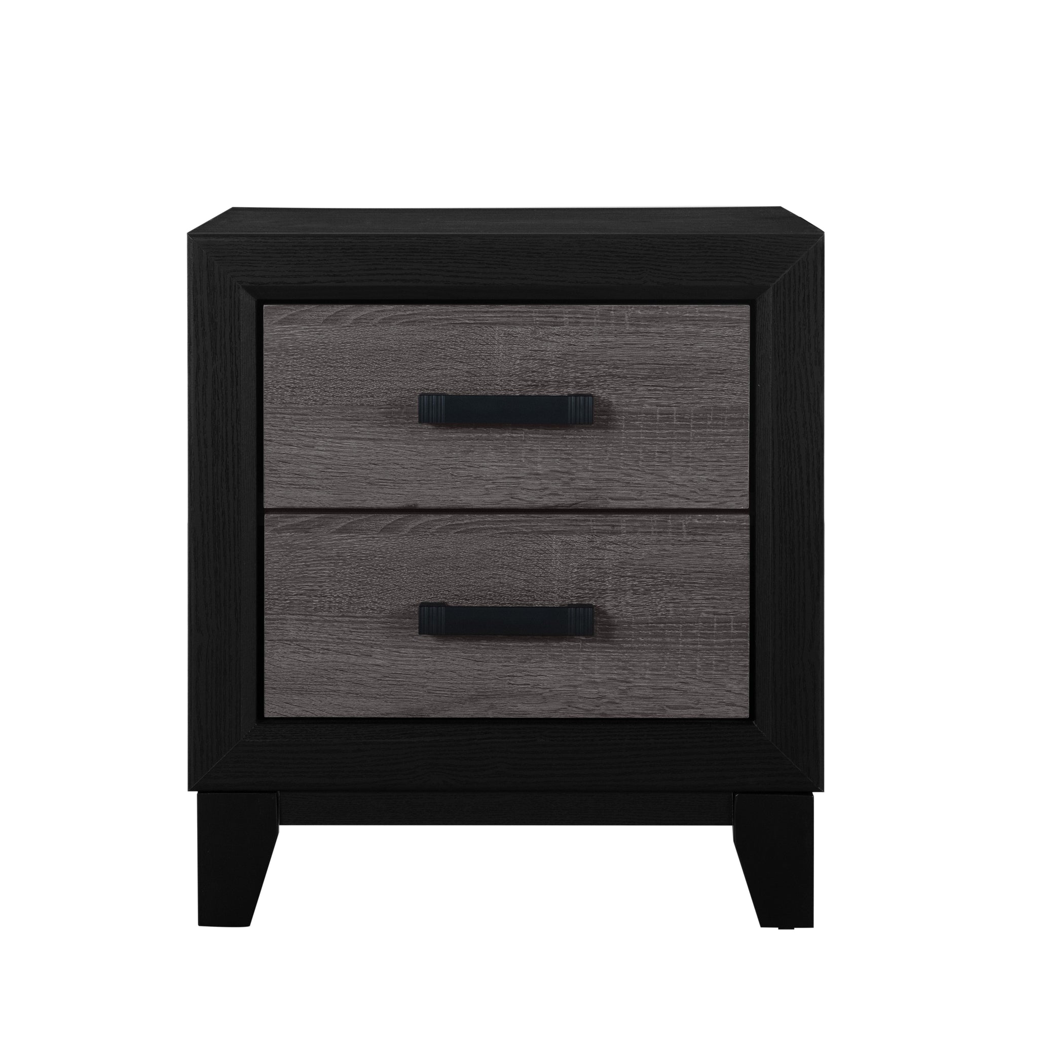 Soluto Grey And Black Nightstand Black Gray Solid Wood Mdf