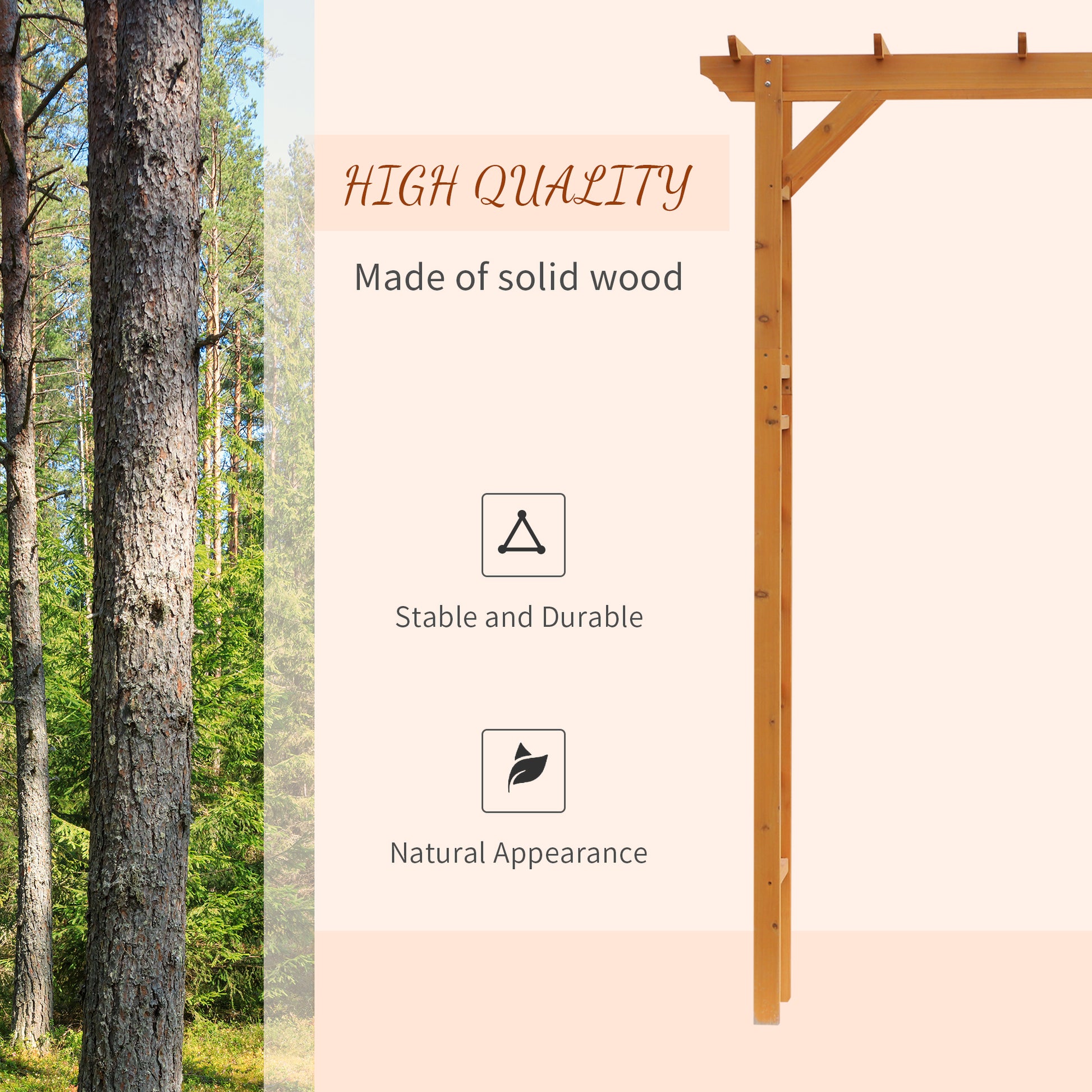 Outsunny 85" Wooden Garden Arbor For Wedding And Ceremony, Outdoor Garden Arch Trellis For Climbing Vines Orange Orange Wood