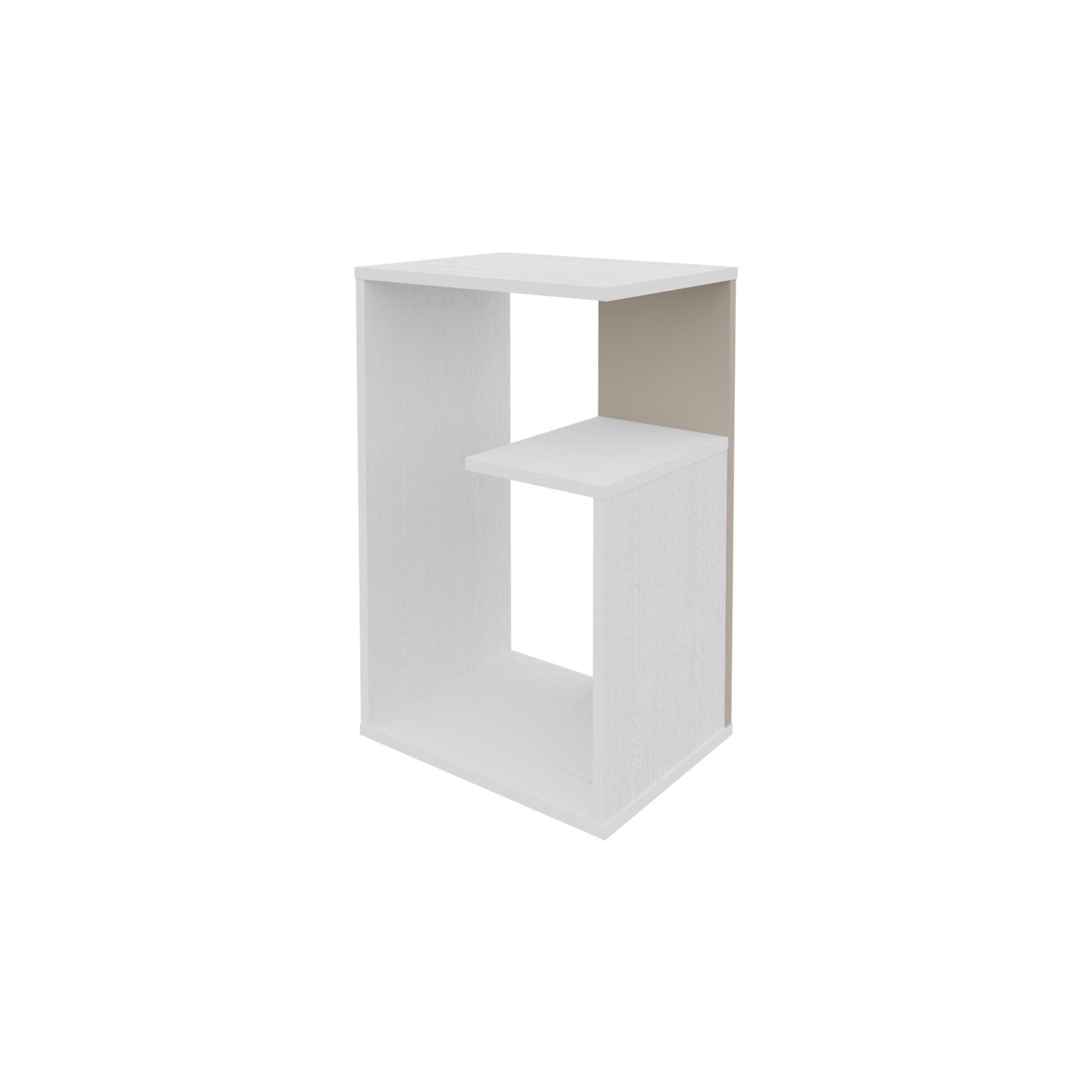 Vega Side Table In Melamine With Open Storage, White White Primary Living Space Modern Particle Board Melamine