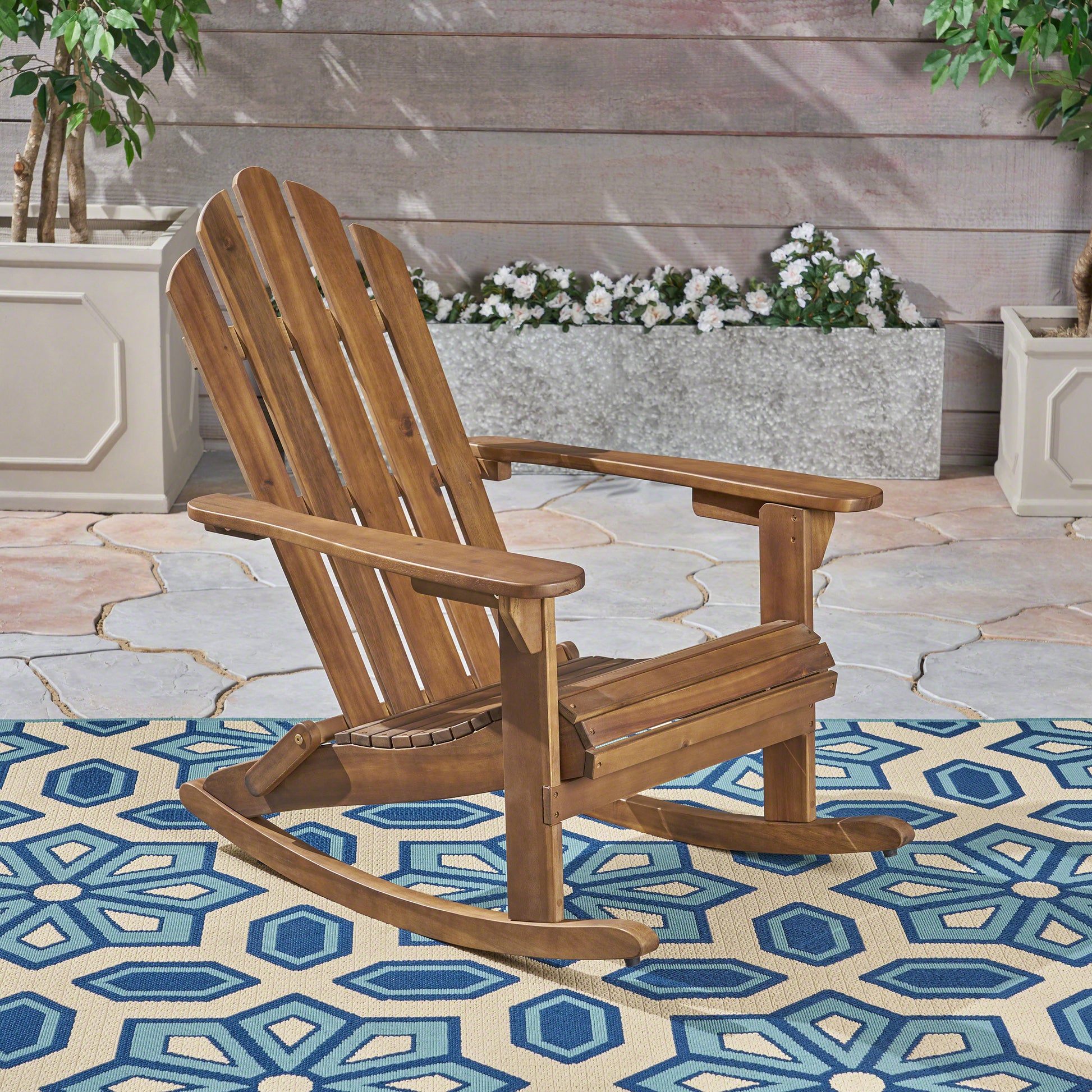 Hollywood Adirondack Rocking Chair Dark Brown Wood