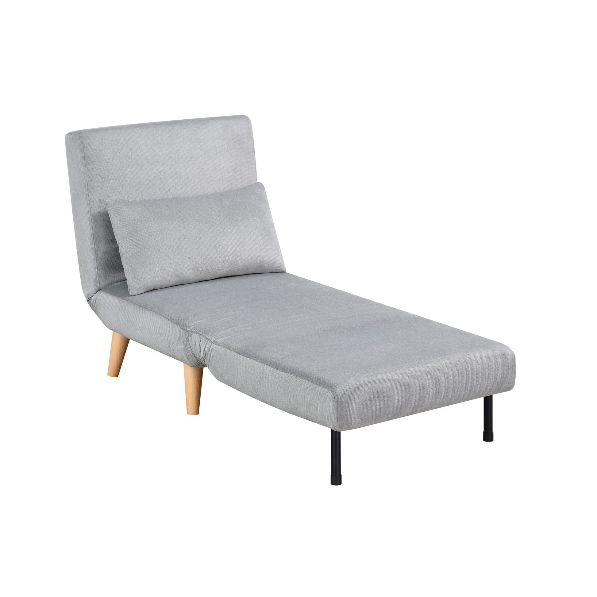 1Pc Sofa Futon Convertible Sleeper Modern Sleek Active Reclining Chair Chaise Sleeper Day Bed Stylish Contemporary Accent Chair Grey Grey Contemporary,Modern Wood
