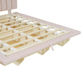 Queen Size Upholstered Floating Bed With Led Light And Usb Port, Velvet, Pink, Hydrualic Platform Bed Queen Pink Velvet