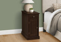 Accent Table, End, Side Table, Nightstand, Narrow, Bedroom, Lamp, Storage Drawer, Brown Veneer, Traditional Espresso Mdf