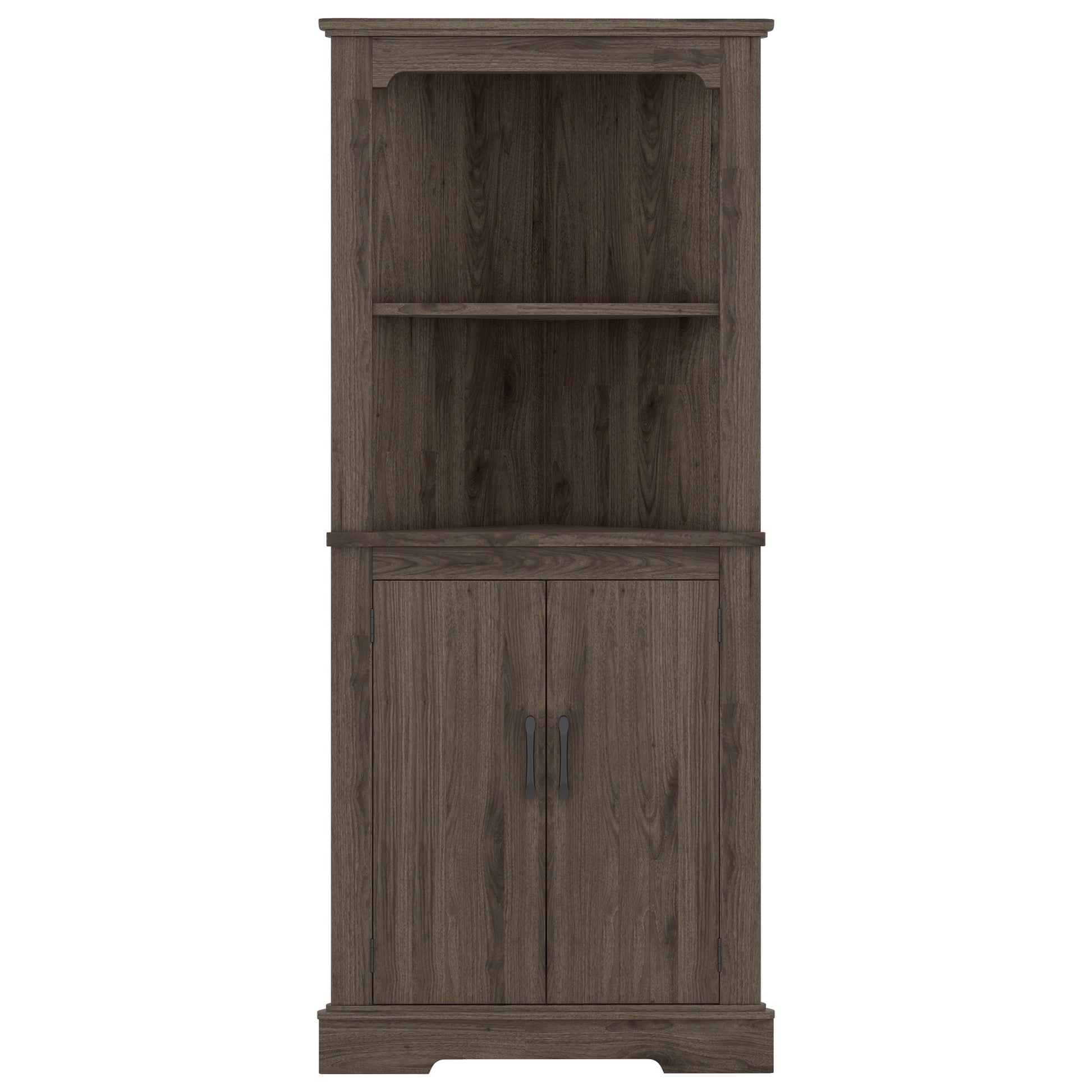 Tall Corner Cabinet With Doors For Living Room, Bathroom,Dining Room Or Kitchen,Color:Dark Walnut Walnut Mdf