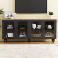 Farmhouse Tv Stand With Tempered Glass Doors For Tvs Up To 70