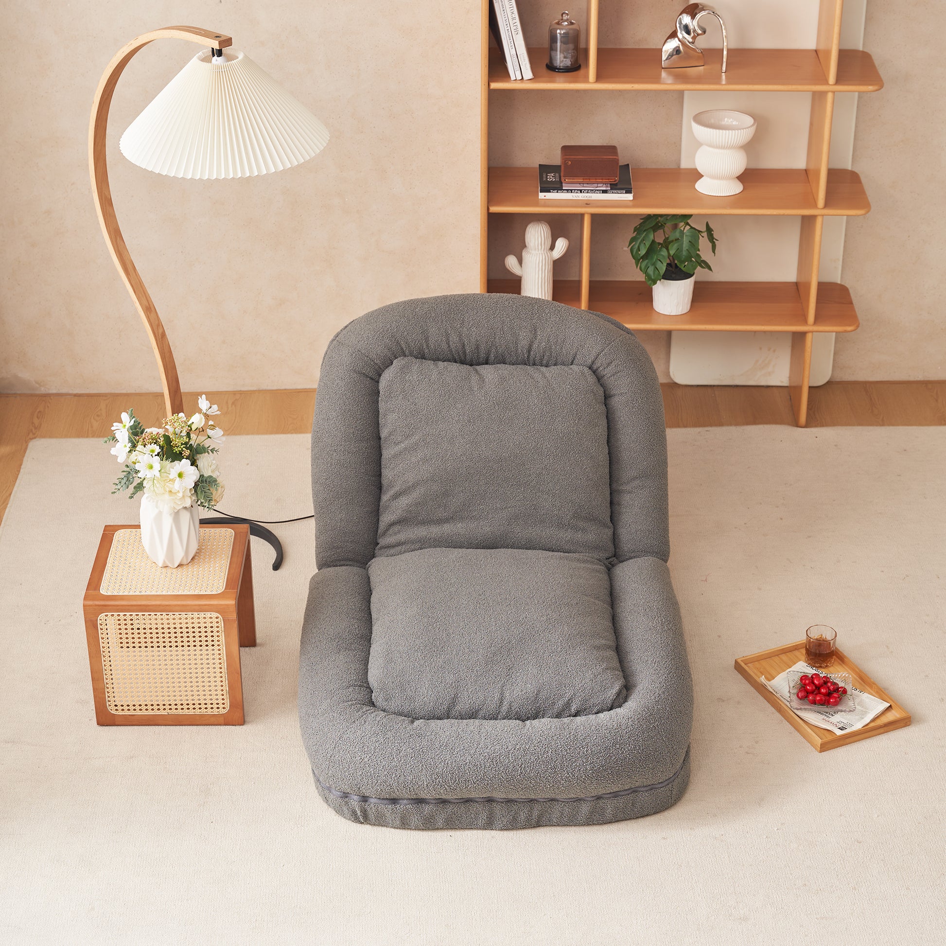 Triple Fold Down Sofa Bed,Gy Grey Metal Cotton Metal