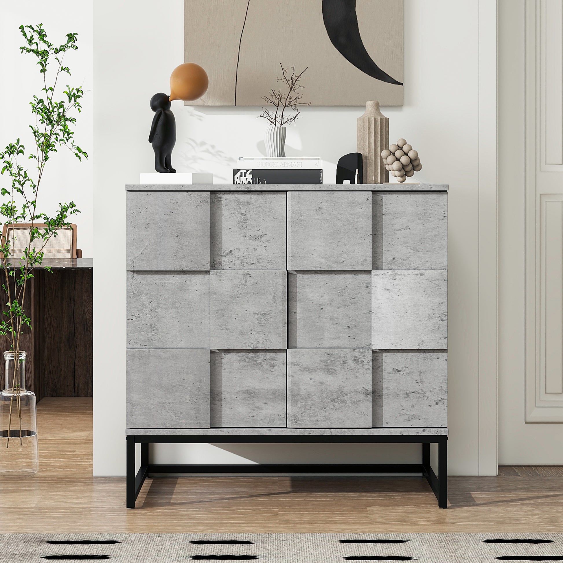 2 Door Cabinet,for bedroom,cement grey,for living cement grey-particle board