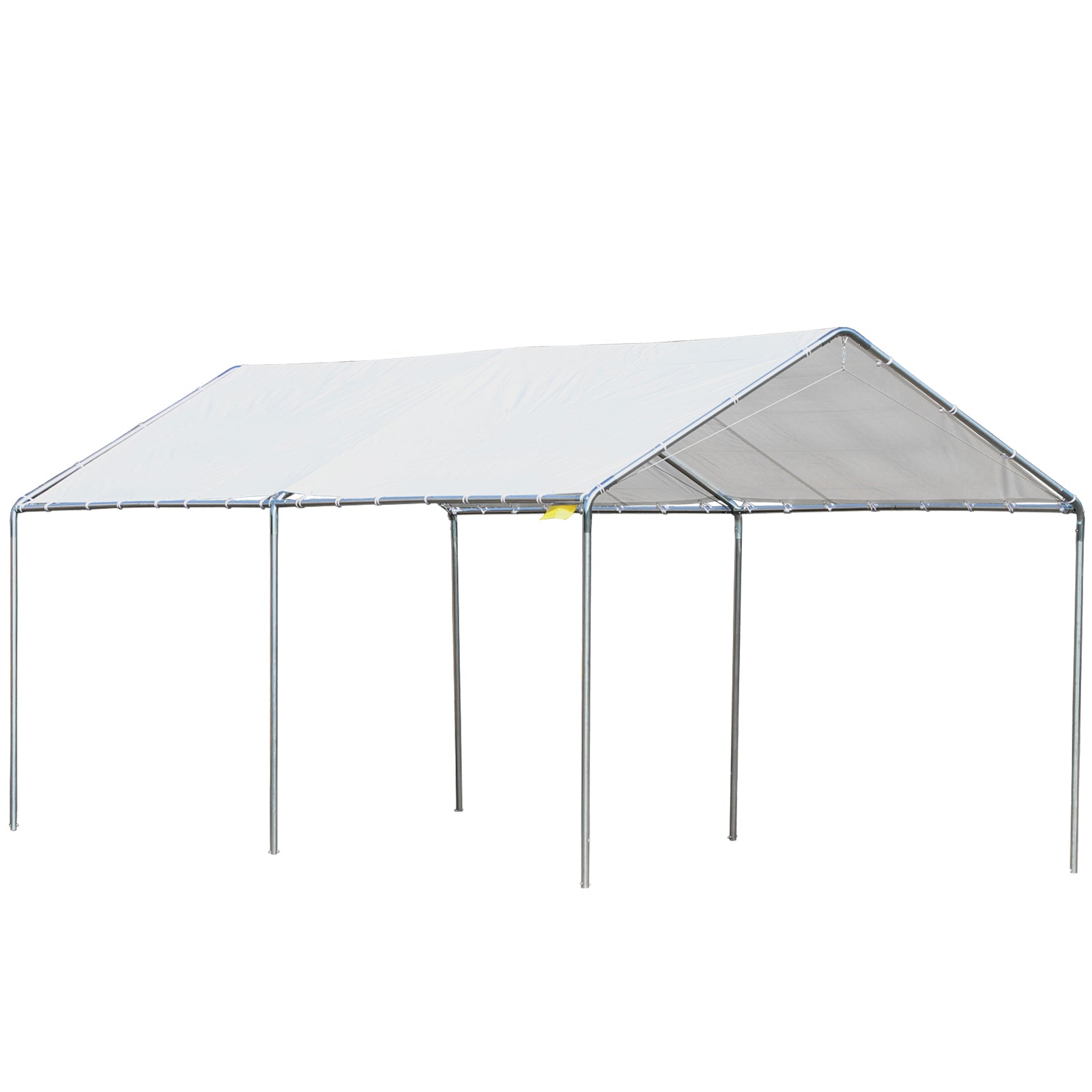 Outsunny 10'X20' Carport Heavy Duty Galvanized Car Canopy With Included Anchor Kit, 3 Reinforced Steel Cables, White White Steel