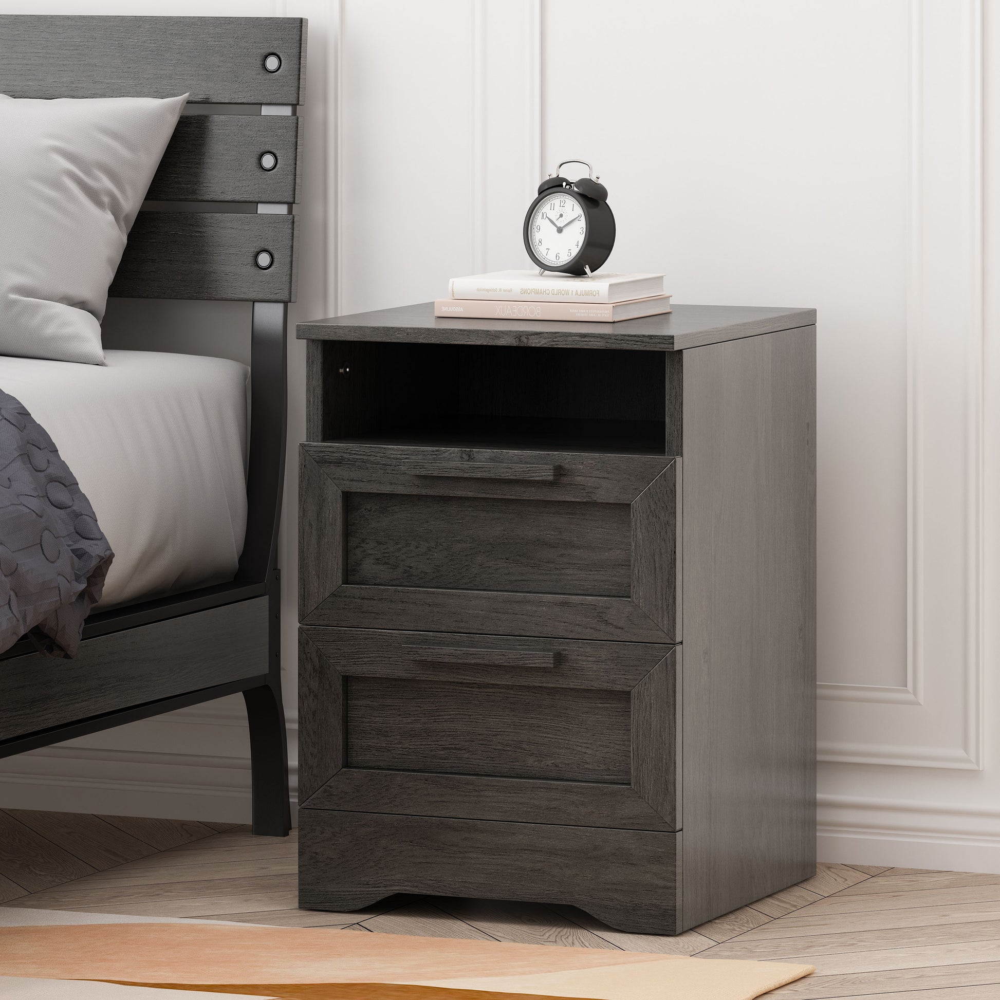 Delaney2 Drawer Nightstand Grey Mdf