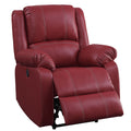 Red Power Recliner With Usb Port Red Faux Leather Power Push Button Wood Primary Living Space Pillow Back Push Button Eucalyptus Pillow Top Arms Faux Leather