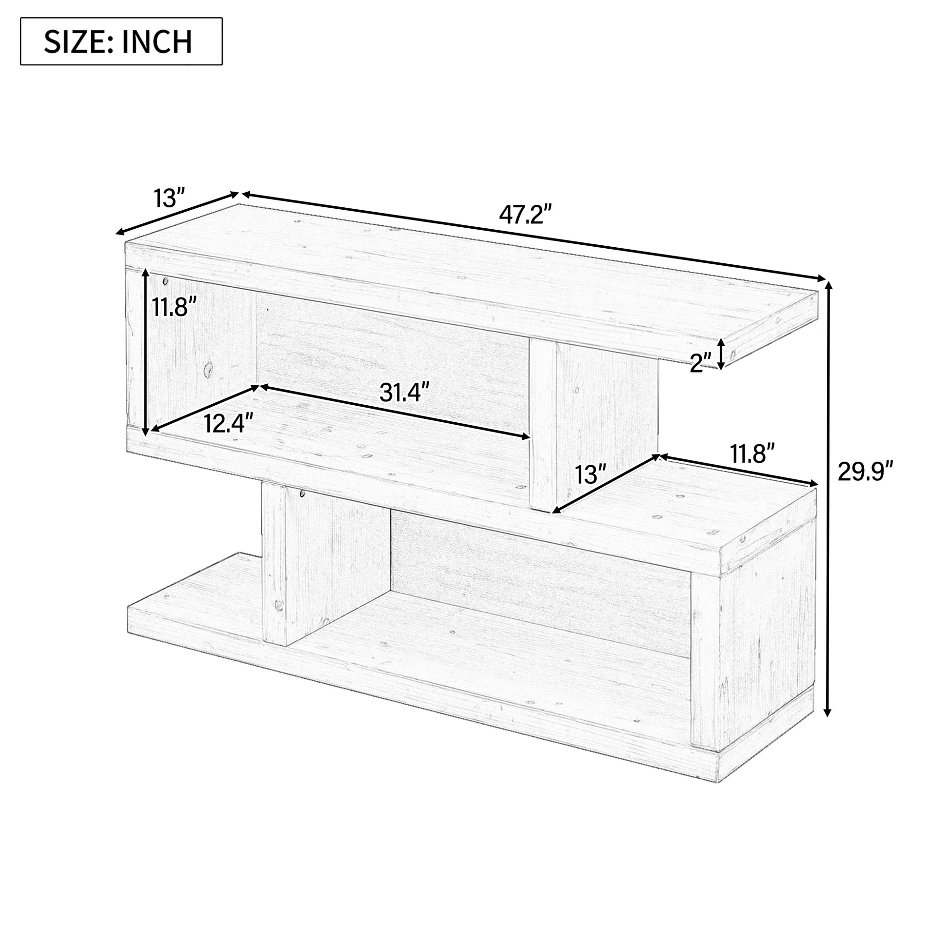 Retro Console Table With Symmetrical 2 Tier Open Shelf For Entryway And Living Room Natural Natural Mdf