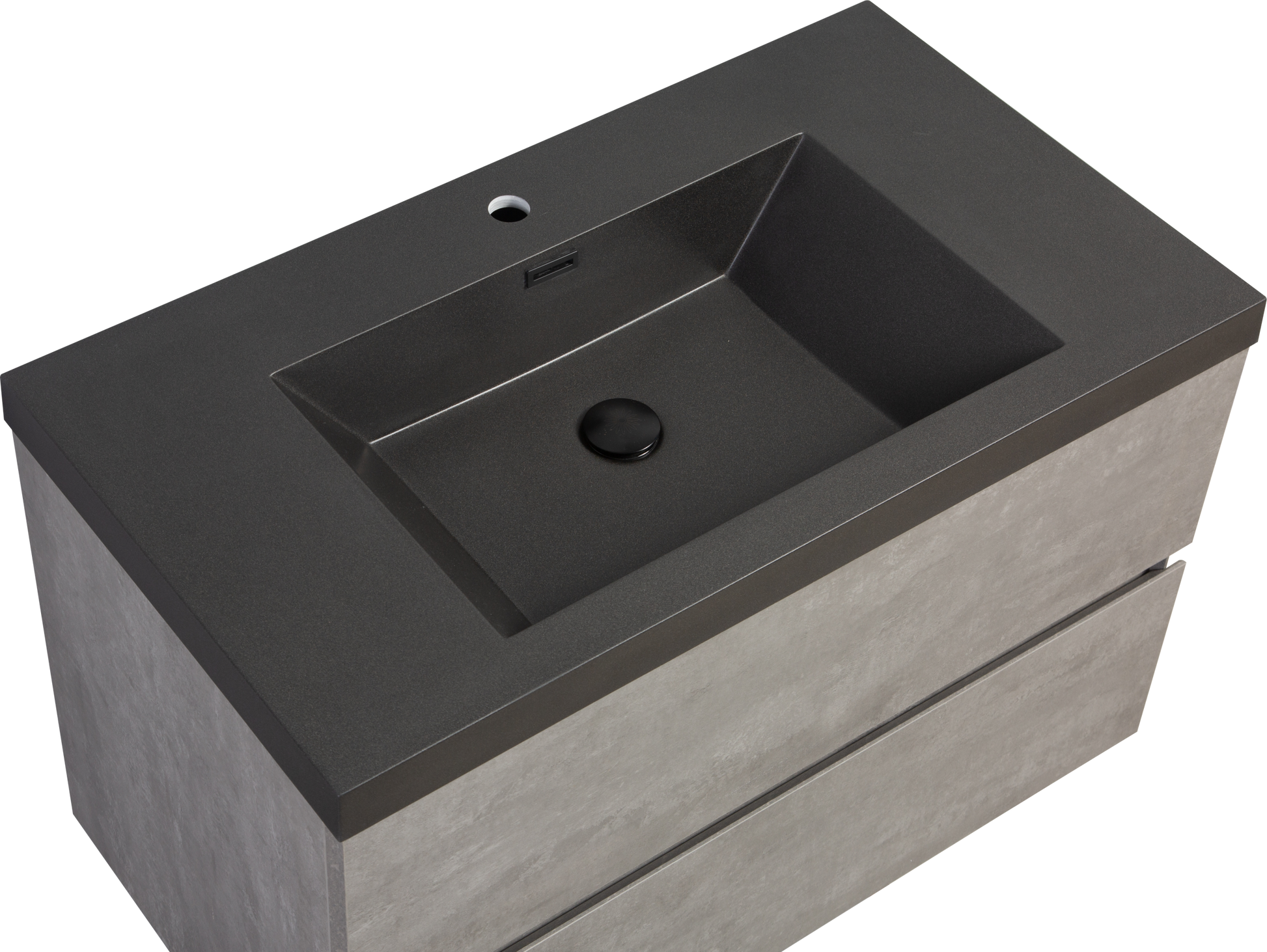 36" Floating Bathroom Vanity With Sink, Modern Wall Mounted Bathroom Storage Vanity Cabinet With Black Quartz Sand Top Basin And Soft Close Drawers, Grey 24V12 36Gr 2 Grey Plywood