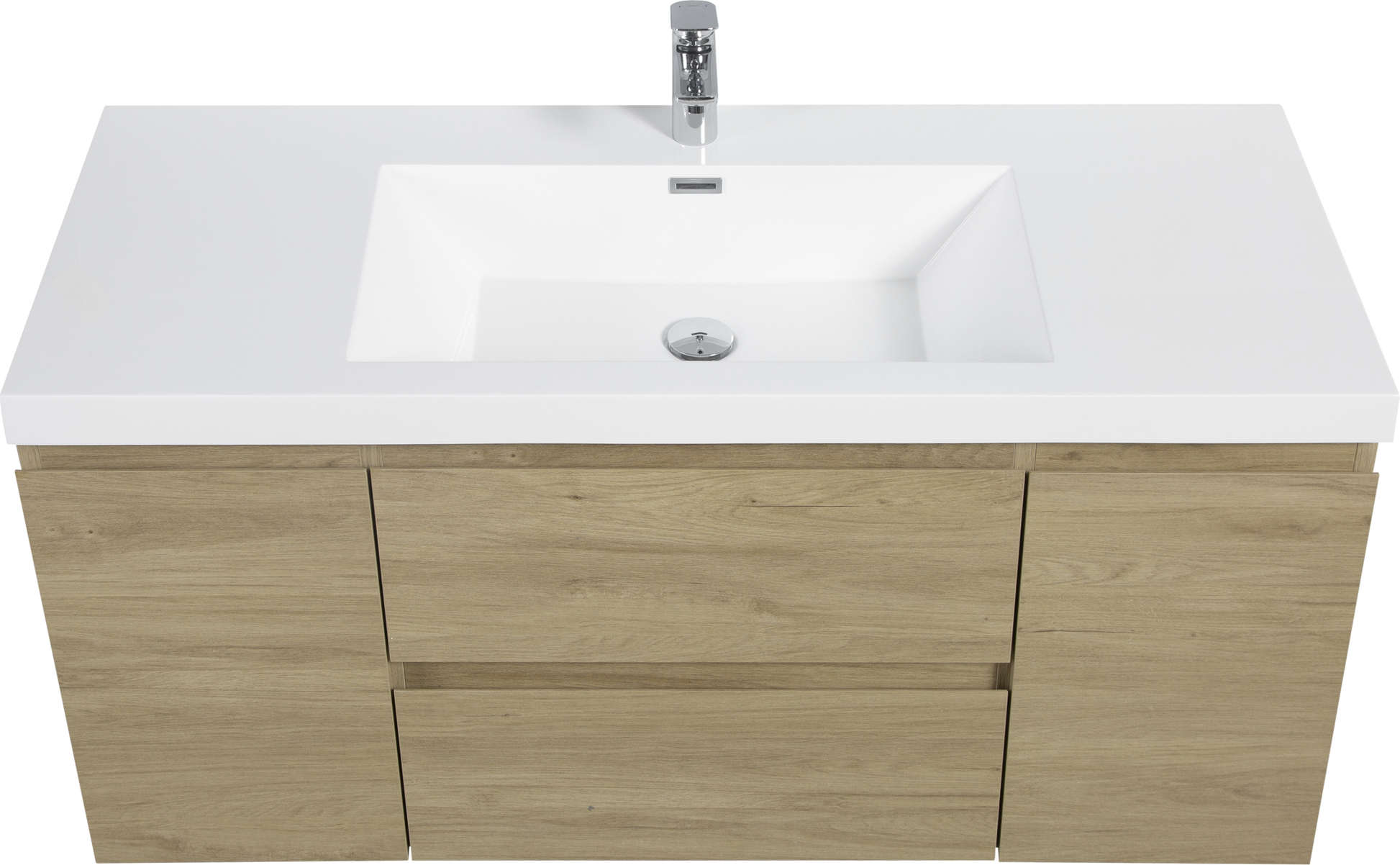 48" Floating Bathroom Vanity With Sink, Modern Wall Mounted Bathroom Storage Vanity Cabinet With Resin Top Basin And Soft Close Drawers, Natural Oak 24V11 48No 2 Oak 2 Bathroom Wall Mounted Melamine