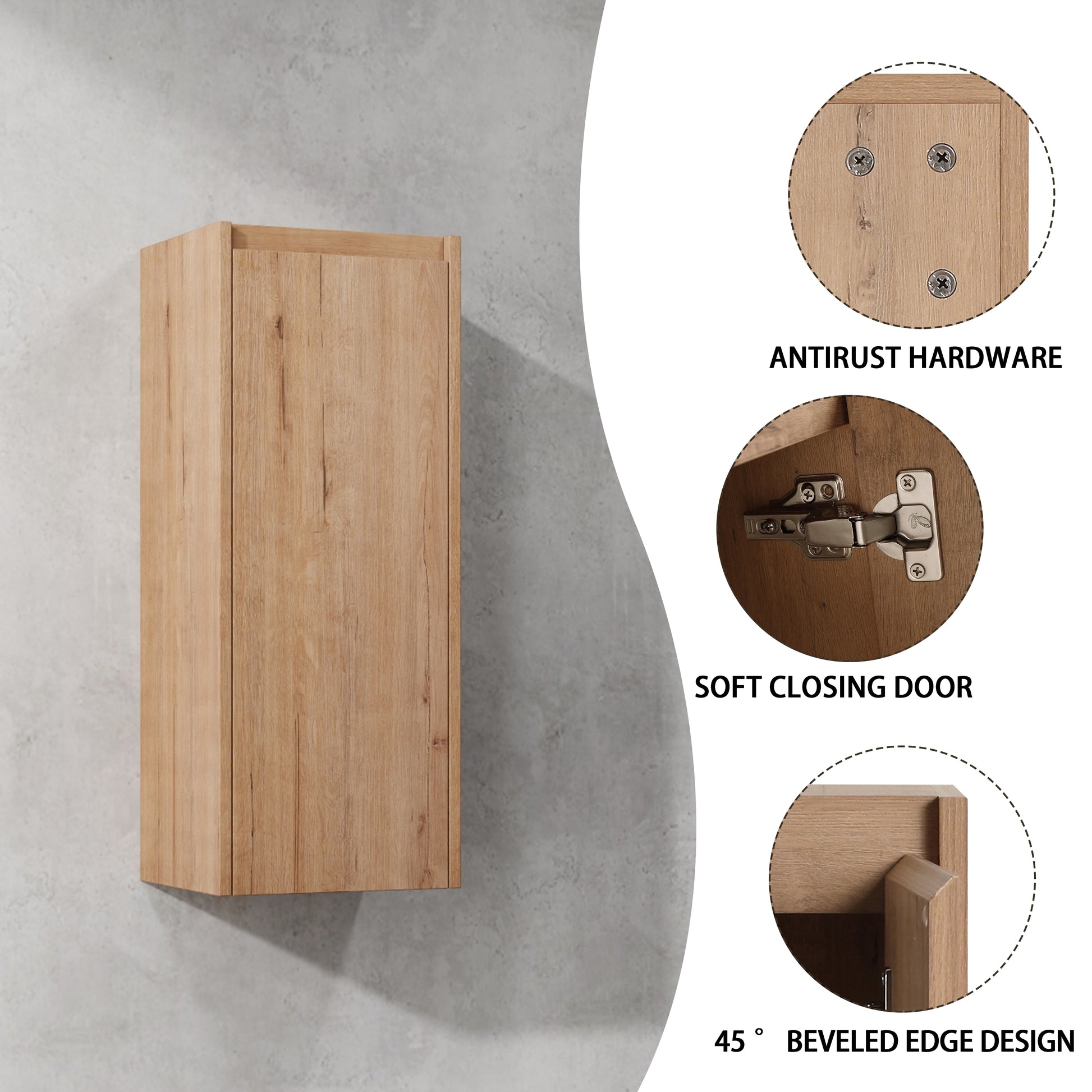 36" Wall Mounted Bathroom Vanity With Sink And Side Cabinet, Soft Close Doors,00112Imo 0624Imo 0612Gwh Combination Cabinet Kd Packing Imitative Oak Bathroom Modern Plywood Plywood