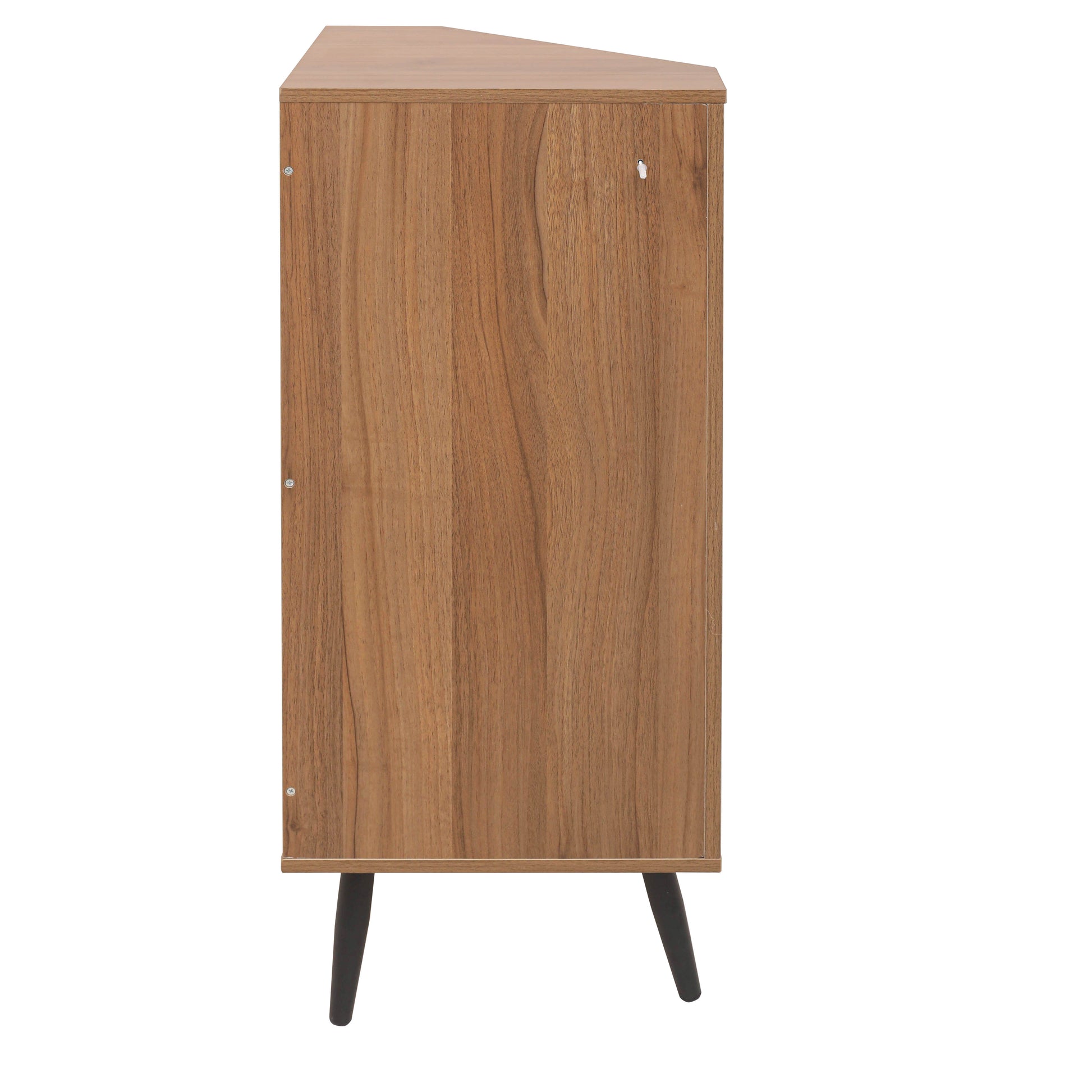 Corner Cabinet ,Rattan Door,Freestanding Corner Tables For Small Spaces, Corner Shelf Stand For Living Room, Kitchen, Bathroom, Bedroom Walnut Particle Board